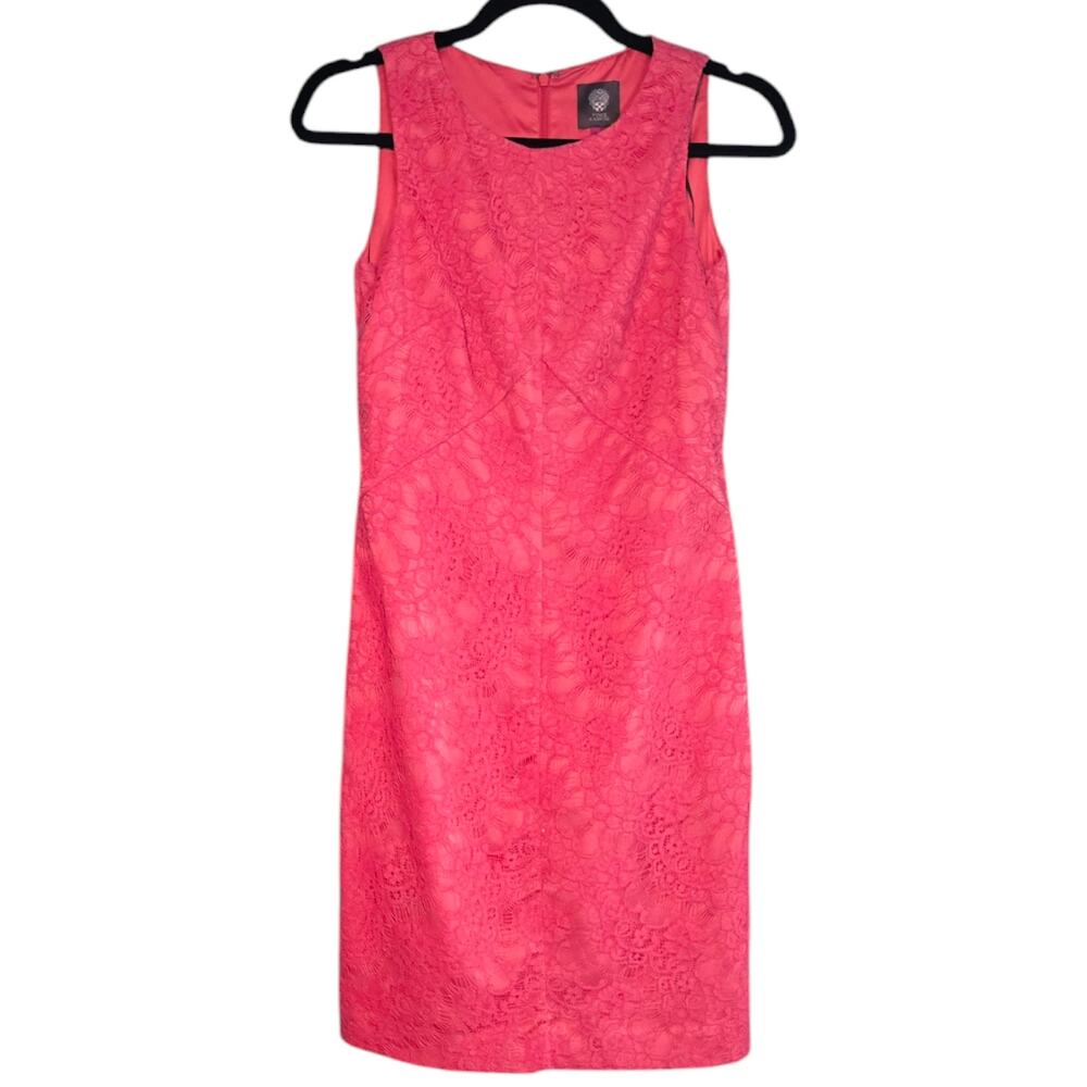 Vince Camuto Sleeveless Lace Sheath Coral Dress Size 2